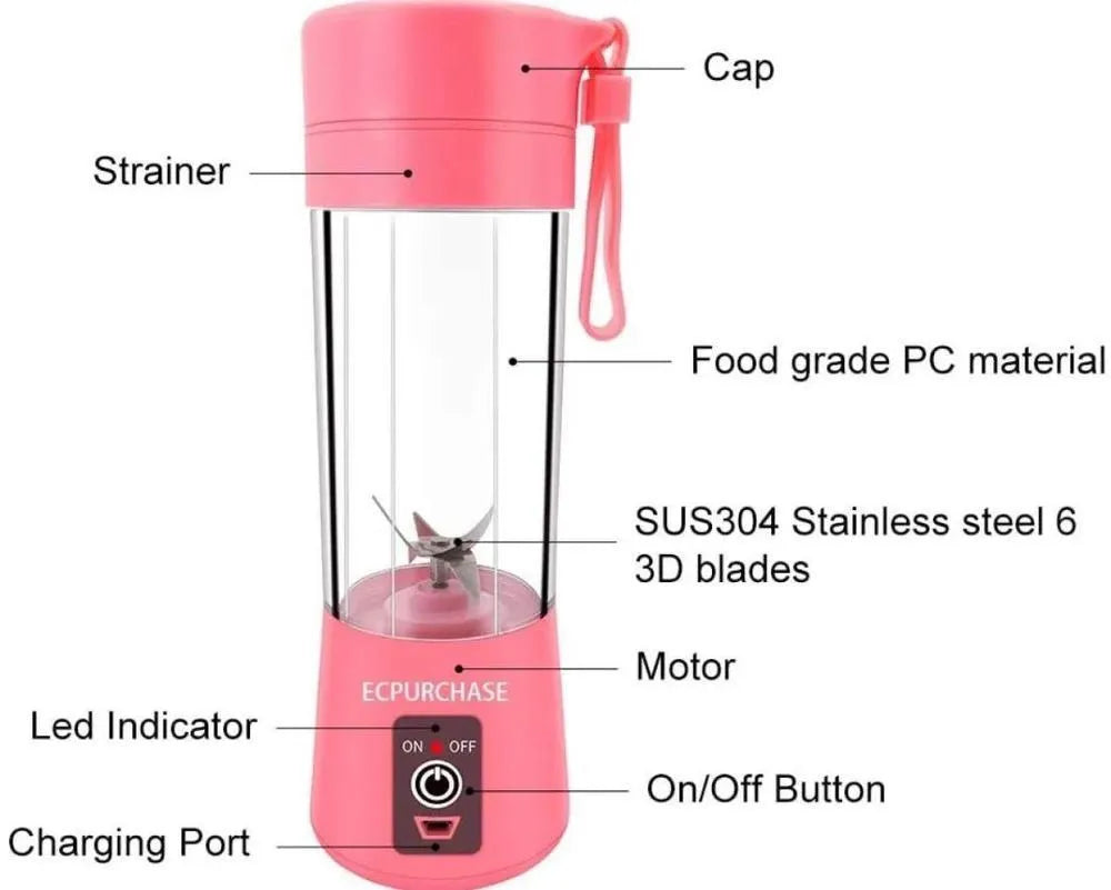 Portable Electric Juicer 6 Blade ABS Blue