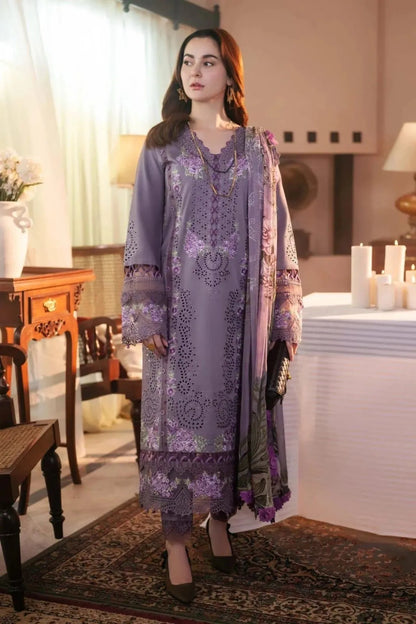 Purple Embroidered Lawn 3Pcs Set for Women