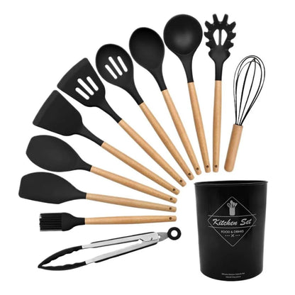 Silicone Kitchen Set 12 Pcs Whisk Ladle Brush Set