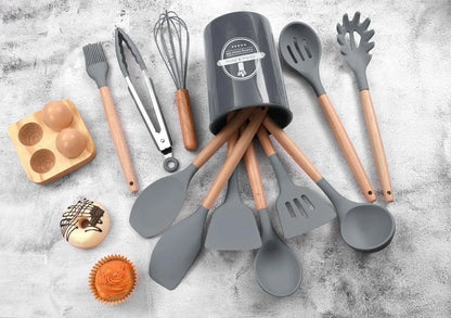 Silicone Kitchen Set 12 Pcs Whisk Ladle Brush Set