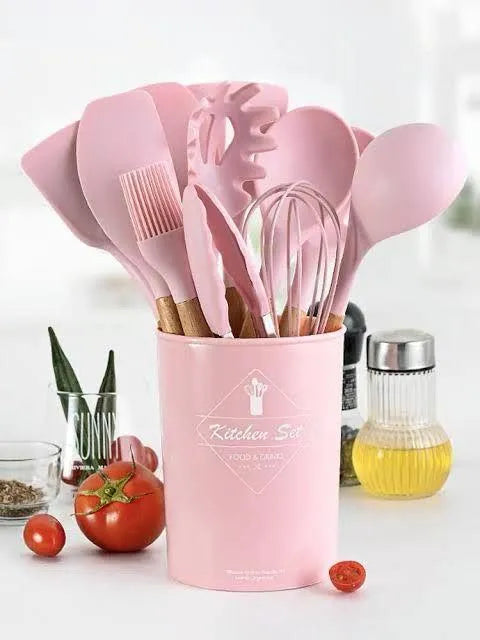 Silicone Kitchen Set 12 Pcs Whisk Ladle Brush Set