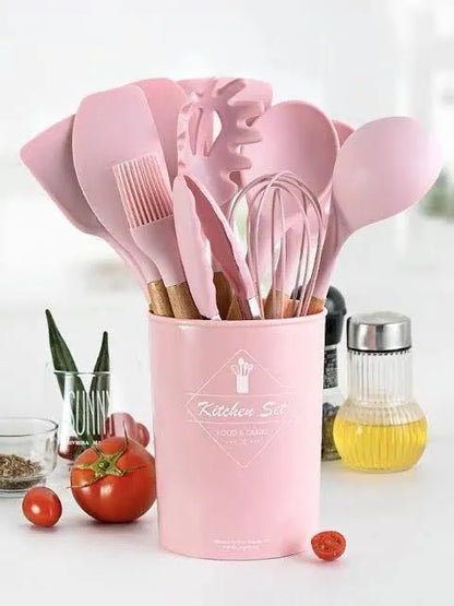 Silicone Kitchen Set 12 Pcs Whisk Ladle Brush Set