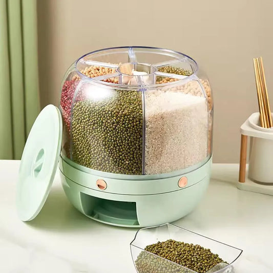 360° Rotating Rice & Cereals Dispenser for Kitchen Organization