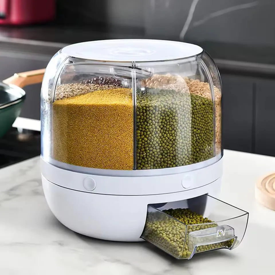 360° Rotating Rice & Cereals Dispenser for Kitchen Organization