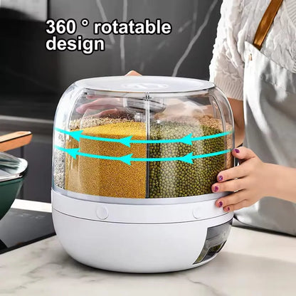 360° Rotating Rice & Cereals Dispenser for Kitchen Organization