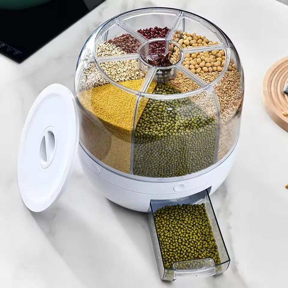360° Rotating Rice & Cereals Dispenser for Kitchen Organization