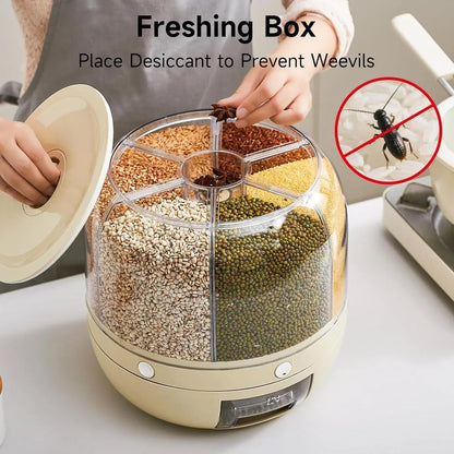 360° Rotating Rice & Cereals Dispenser for Kitchen Organization