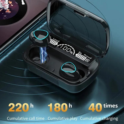 M10 Wireless Bluetooth 5.3 Earbuds | HD Stereo Sound | Clear Voice | Portable Charging Case | Black