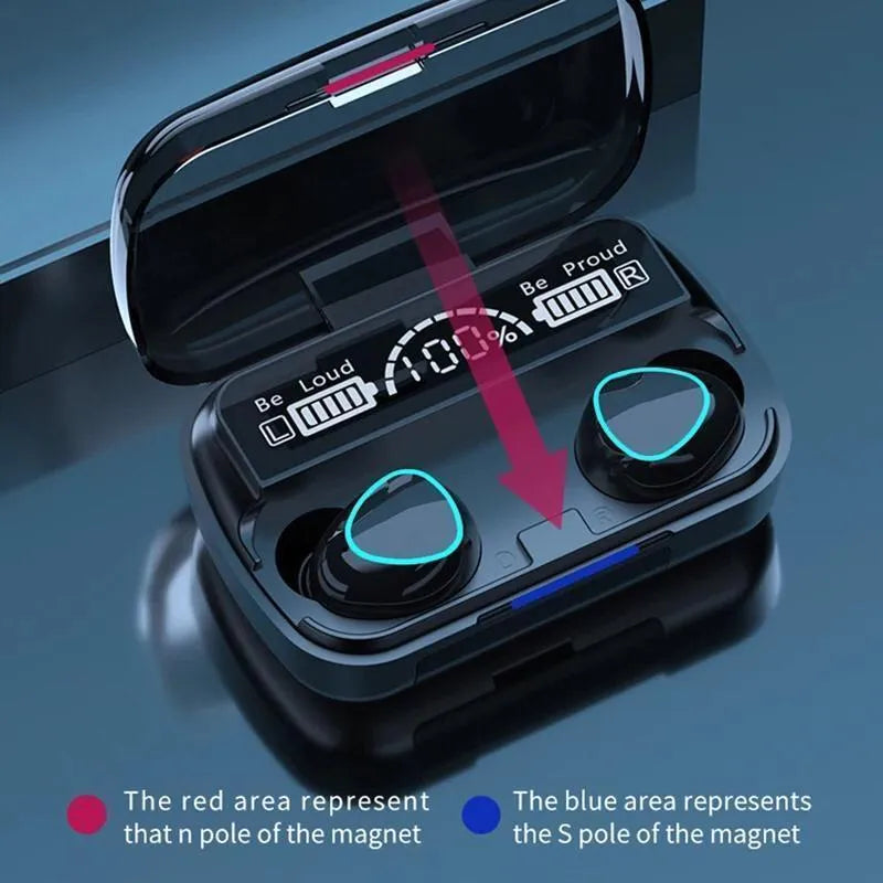 M10 Wireless Bluetooth 5.3 Earbuds | HD Stereo Sound | Clear Voice | Portable Charging Case | Black